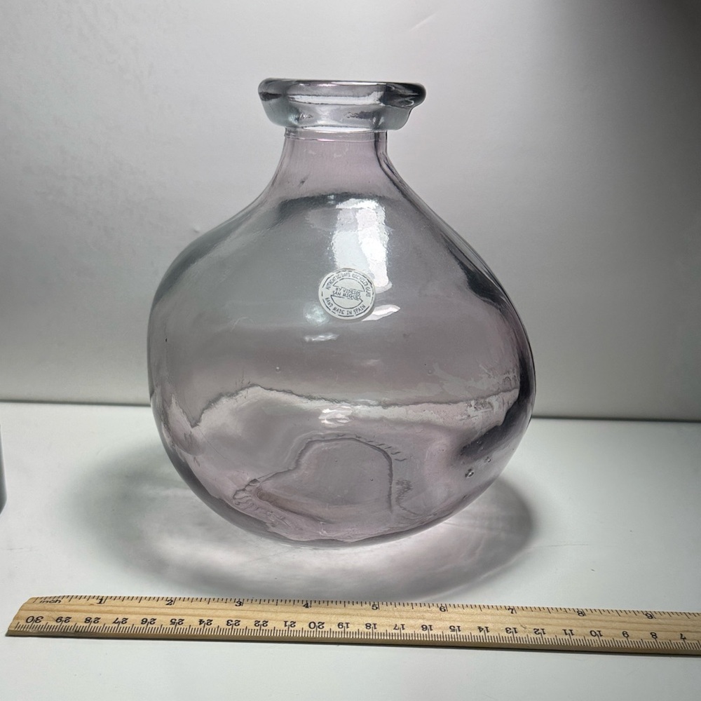 Vidrios San Miguel recycled glass flask vase features a purple hue